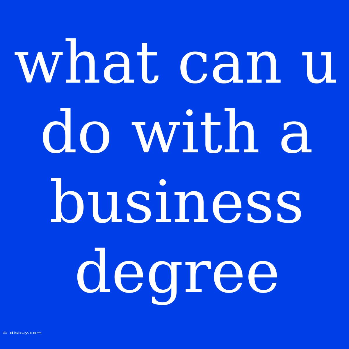 What Can U Do With A Business Degree