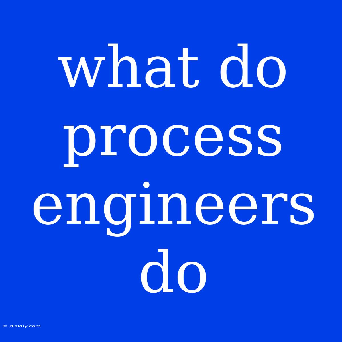 What Do Process Engineers Do