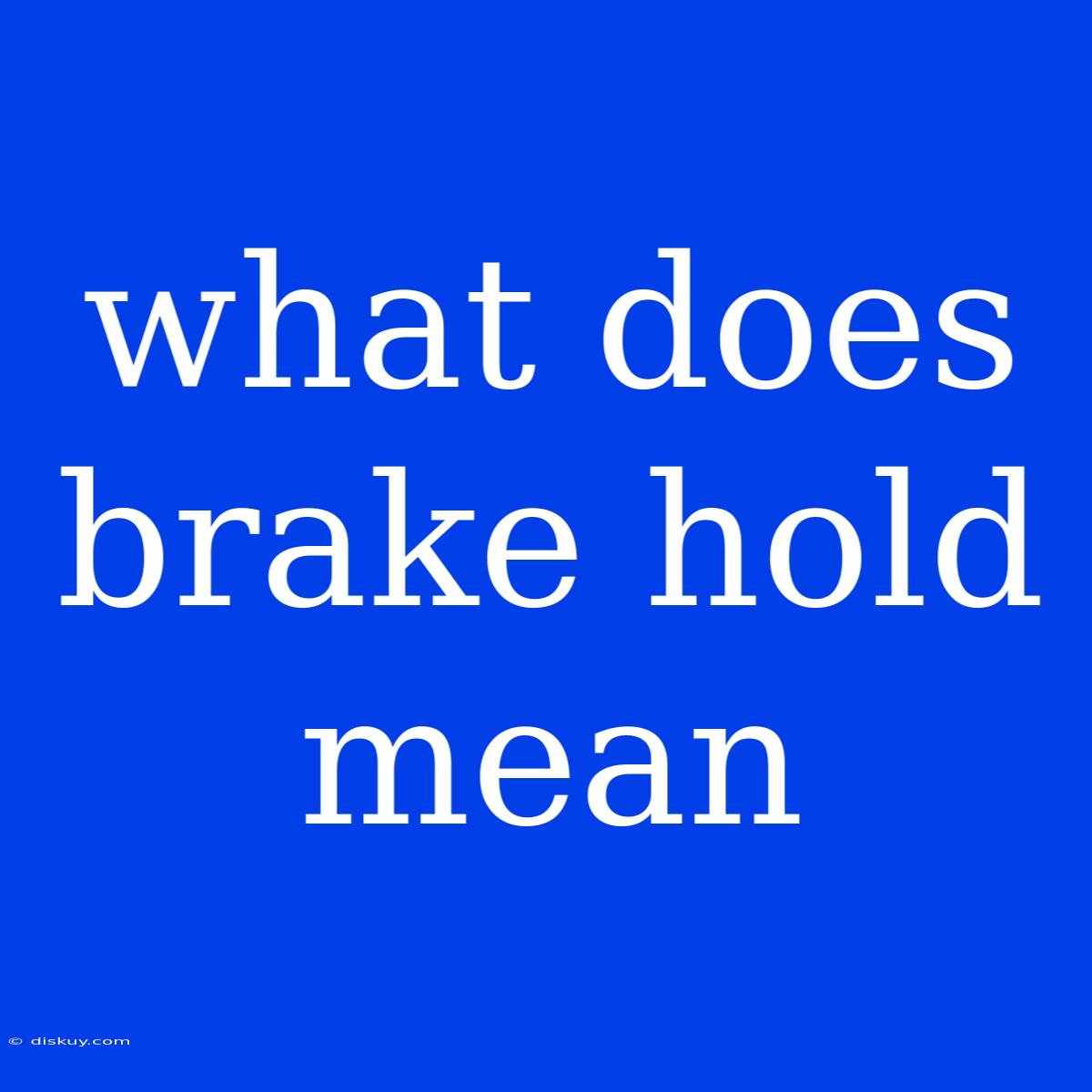 What Does Brake Hold Mean