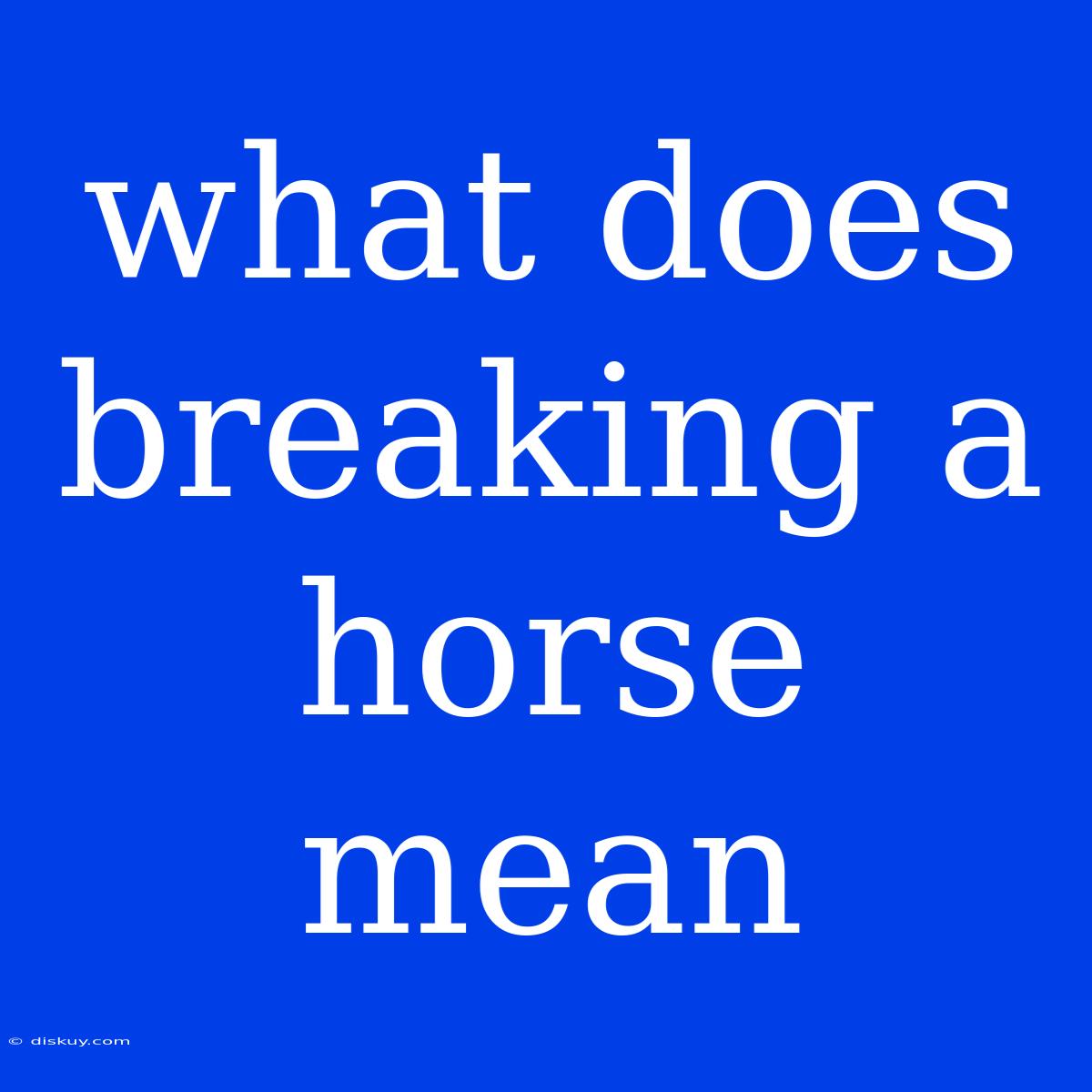 What Does Breaking A Horse Mean