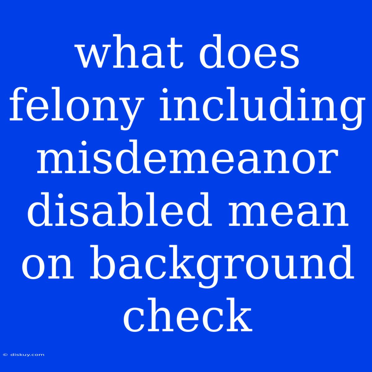 What Does Felony Including Misdemeanor Disabled Mean On Background Check