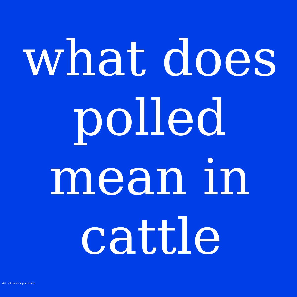 What Does Polled Mean In Cattle