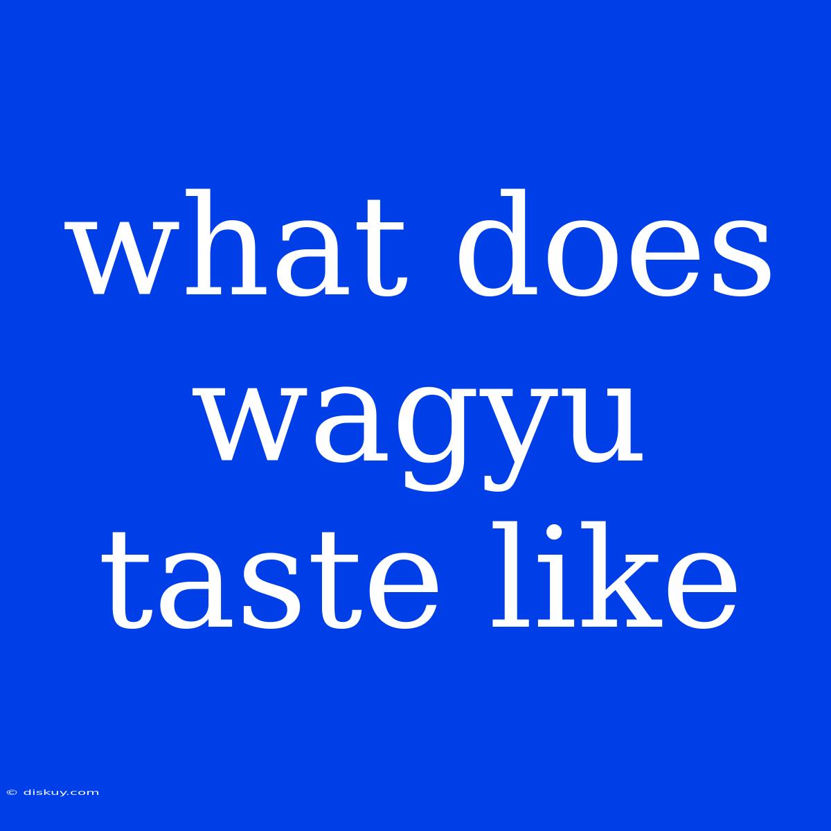 What Does Wagyu Taste Like