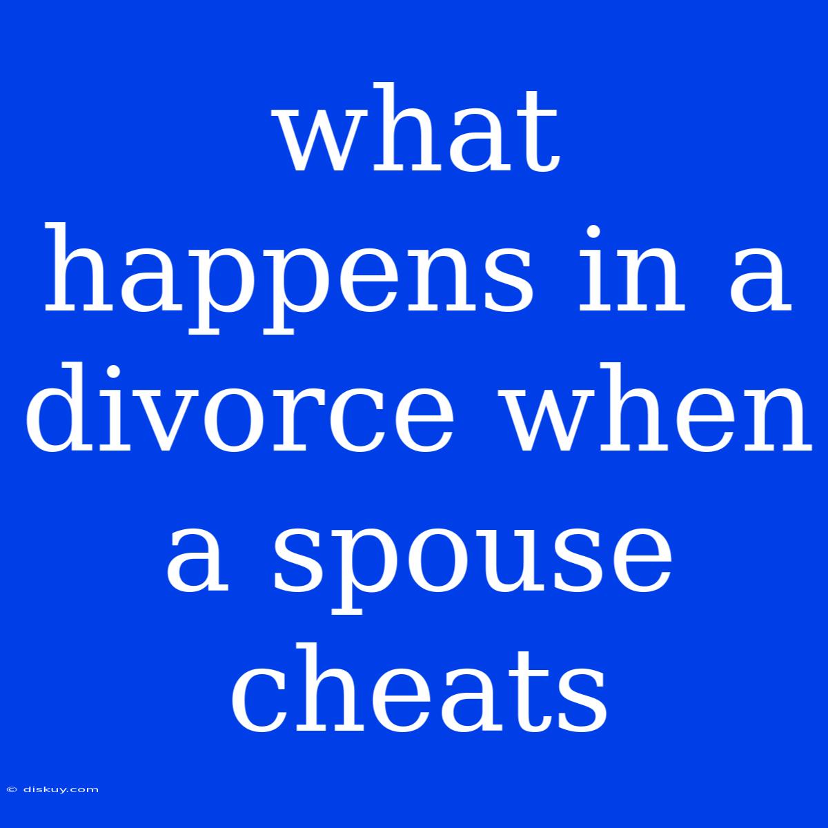 What Happens In A Divorce When A Spouse Cheats