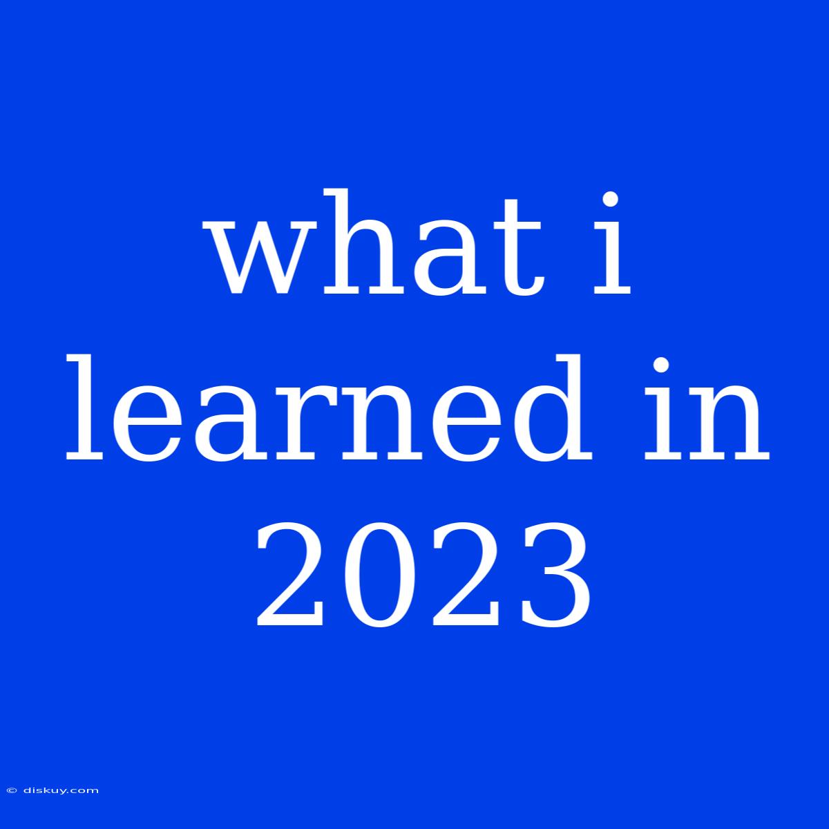 What I Learned In 2023