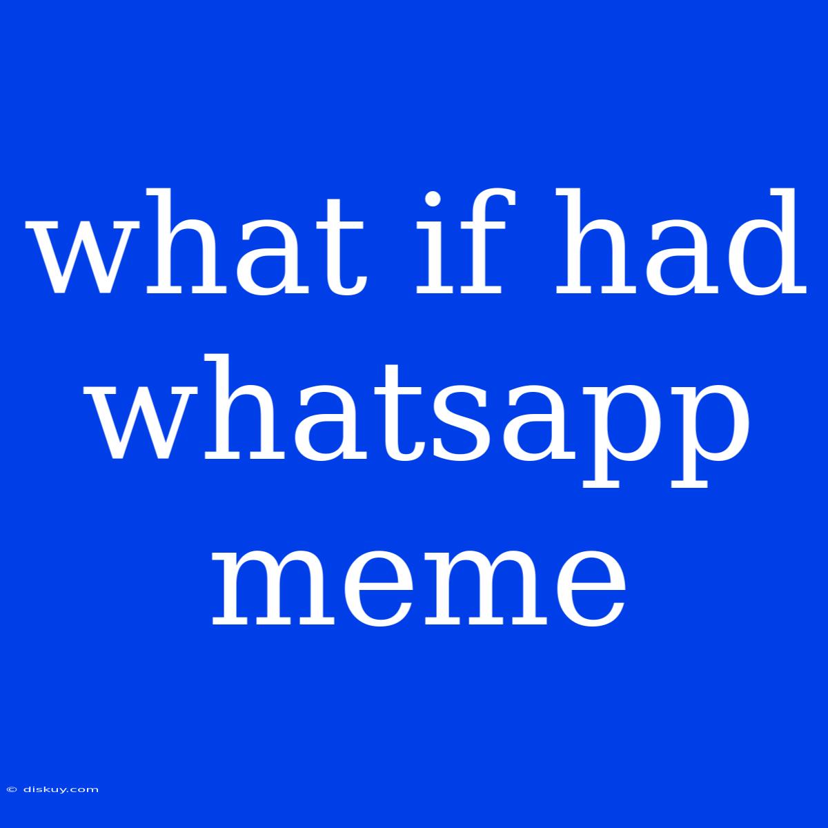 What If Had Whatsapp Meme