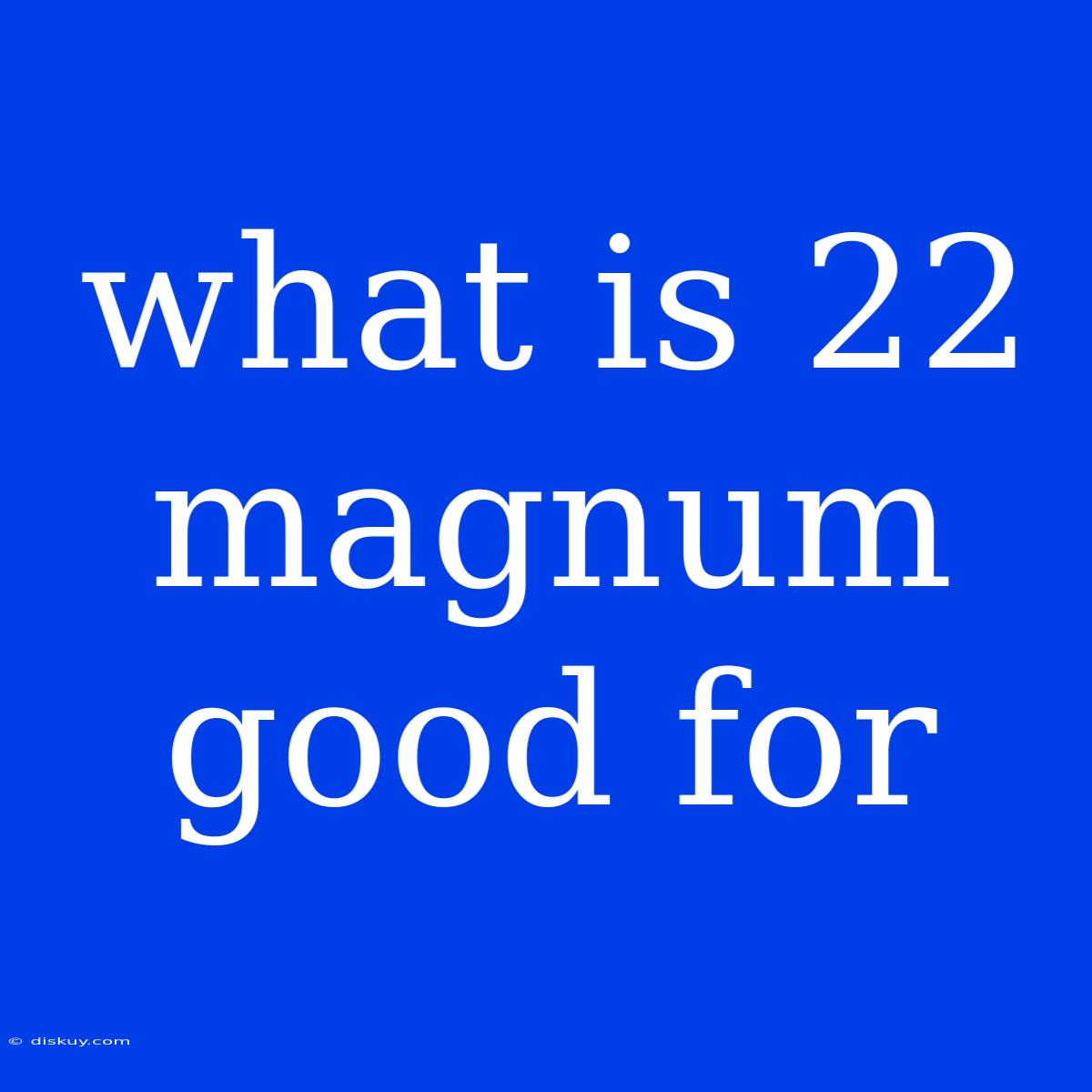 What Is 22 Magnum Good For