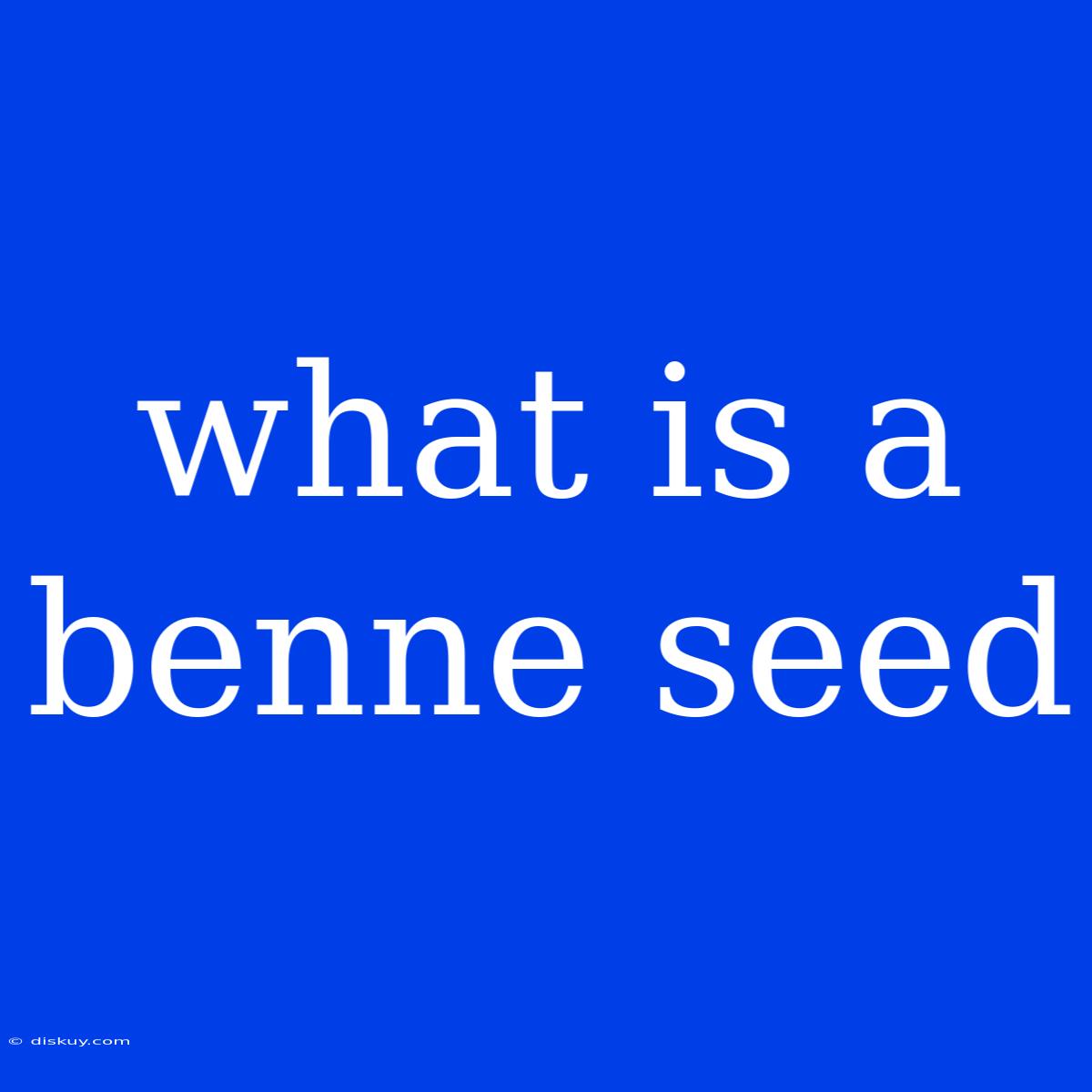 What Is A Benne Seed