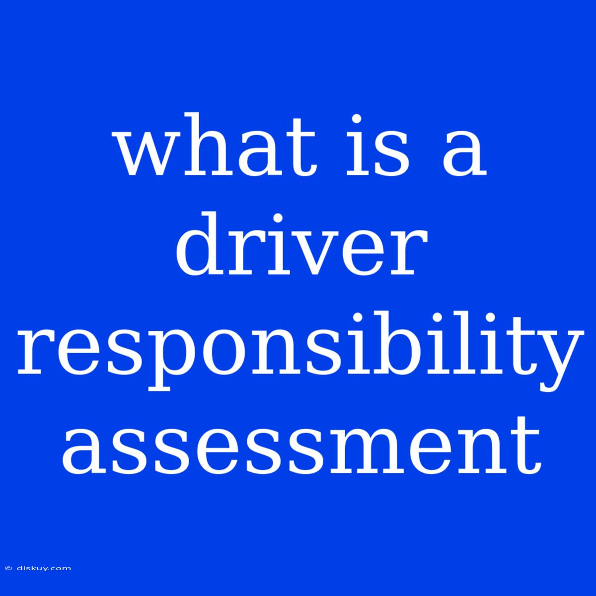 What Is A Driver Responsibility Assessment