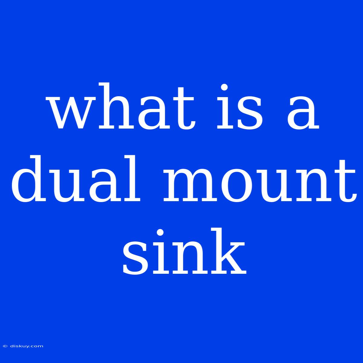 What Is A Dual Mount Sink