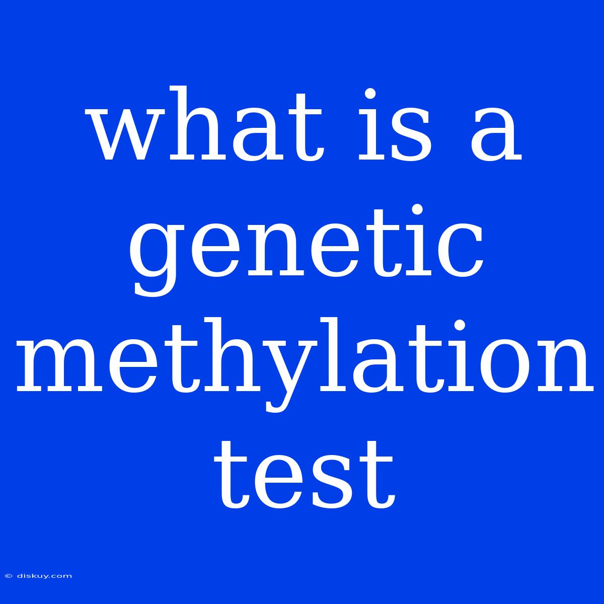 What Is A Genetic Methylation Test