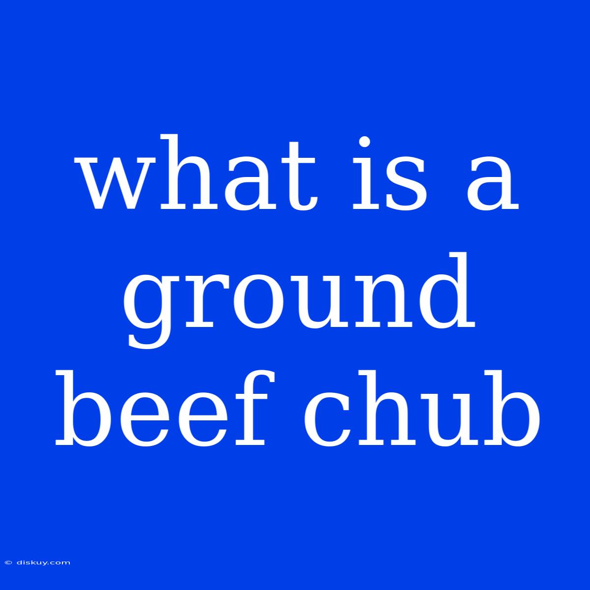 What Is A Ground Beef Chub