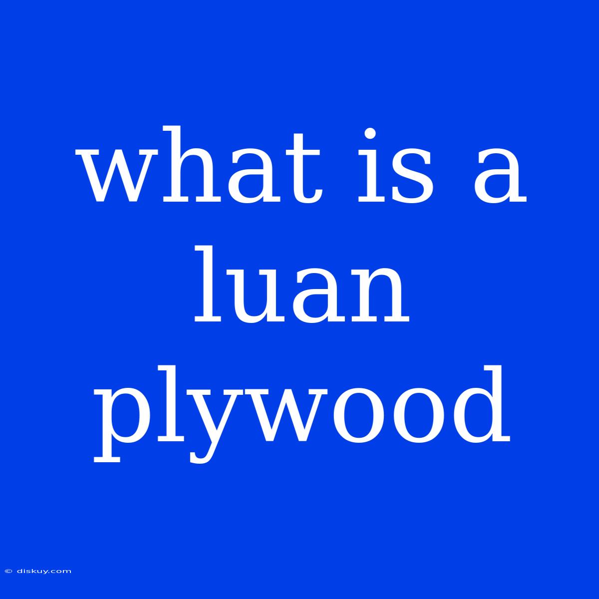 What Is A Luan Plywood