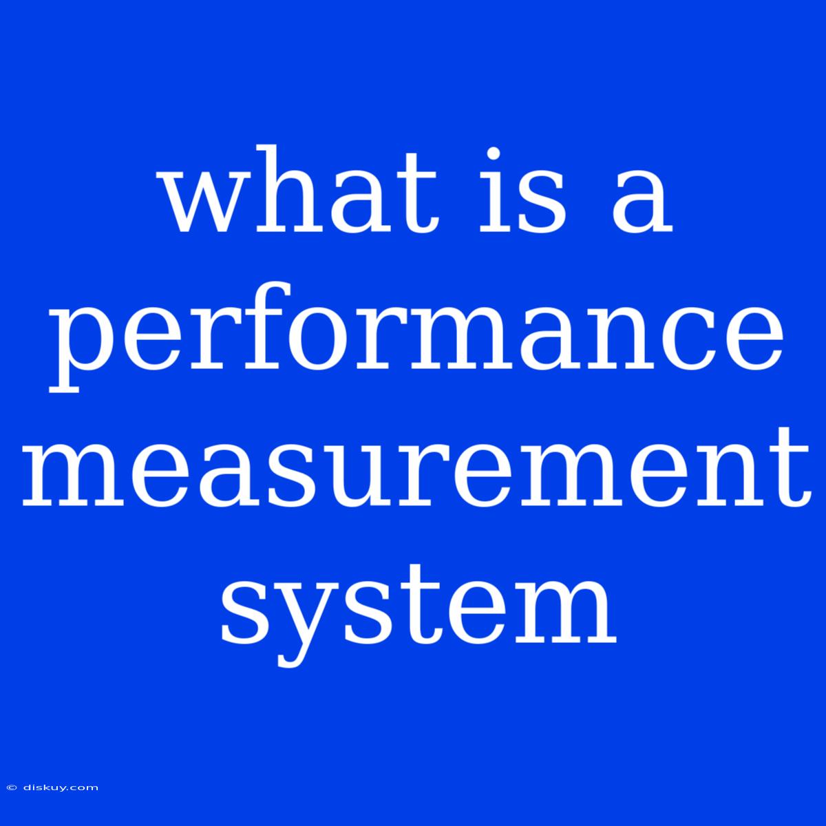 What Is A Performance Measurement System