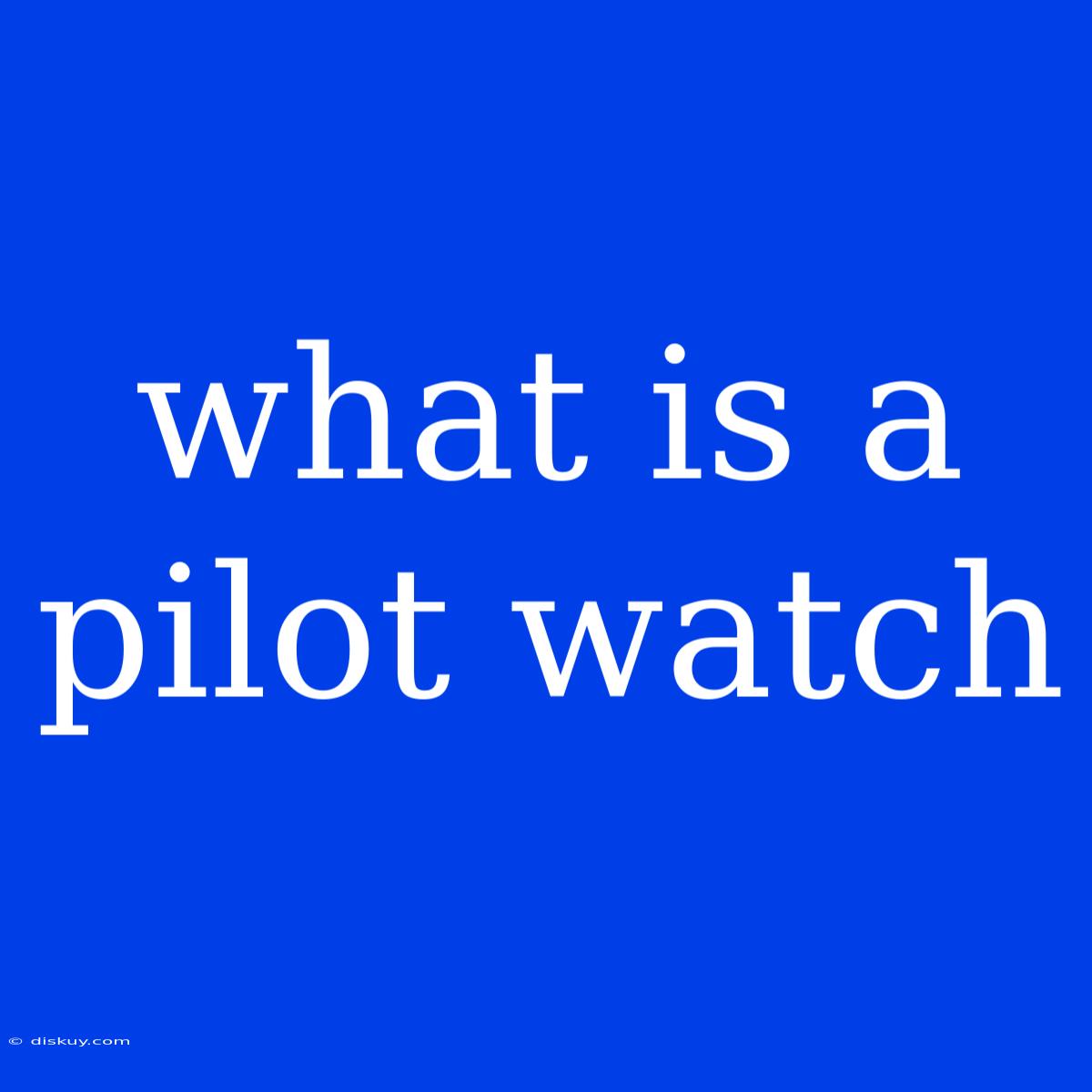 What Is A Pilot Watch