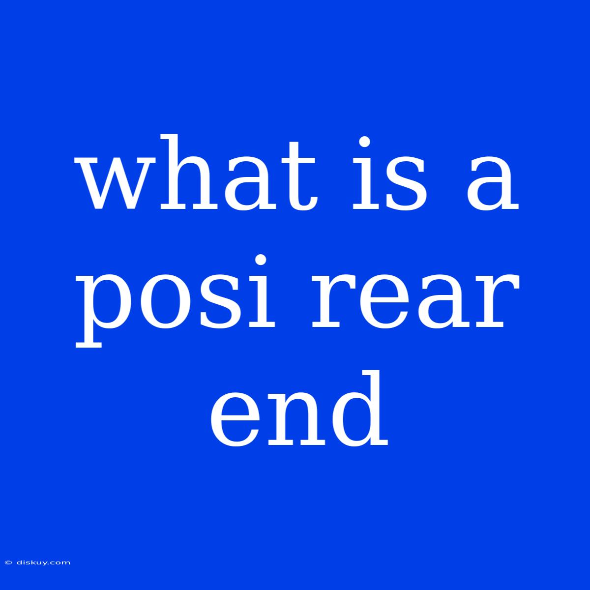 What Is A Posi Rear End