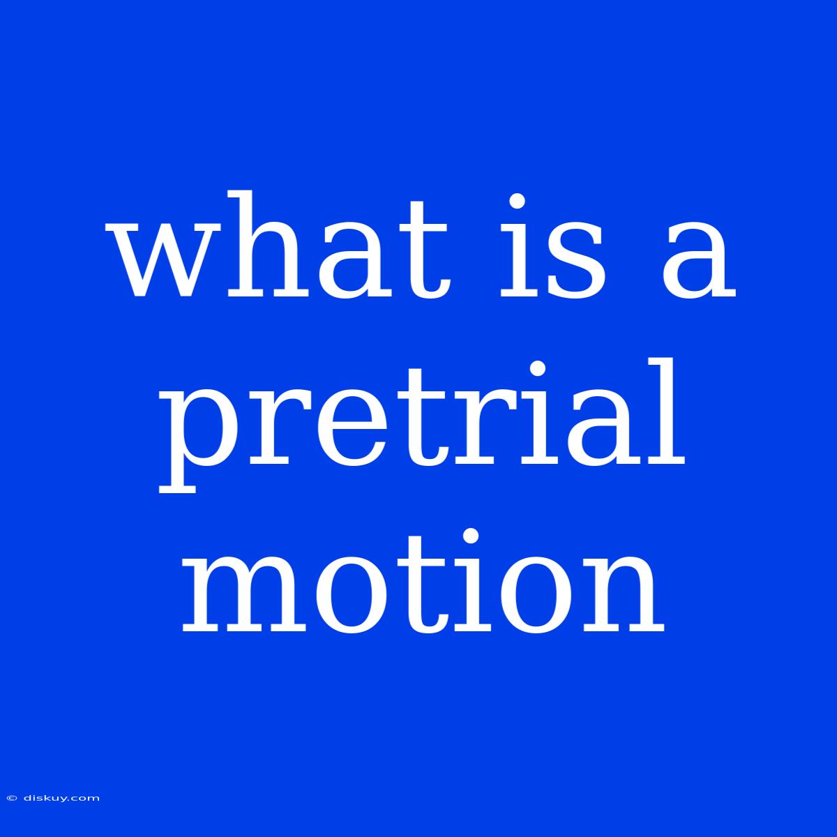 What Is A Pretrial Motion