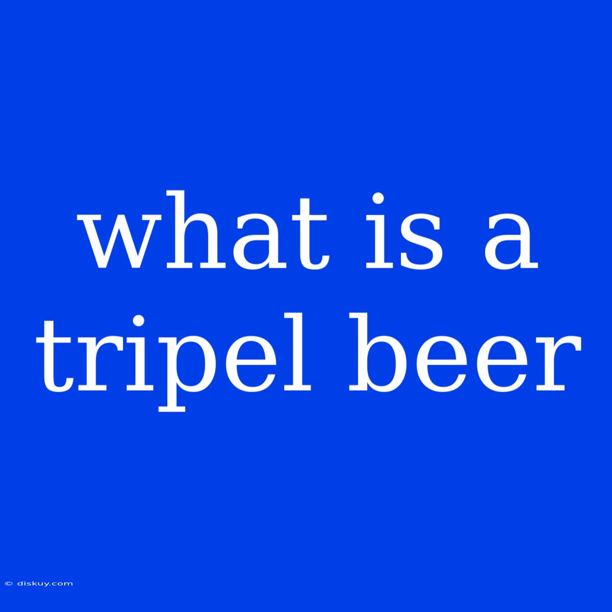 What Is A Tripel Beer