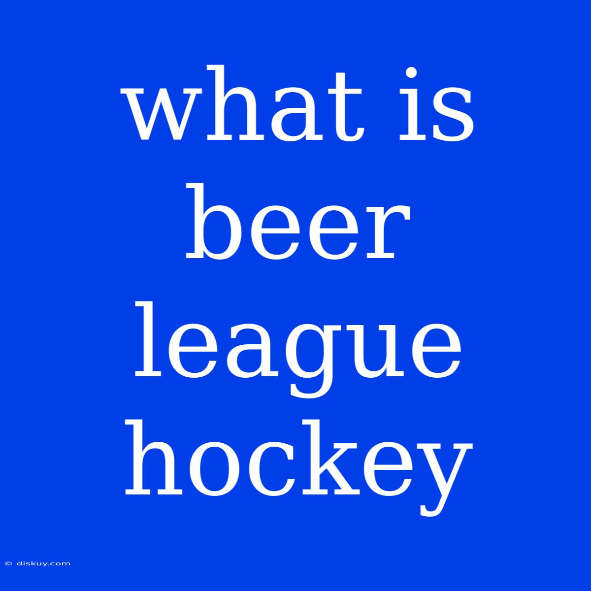 What Is Beer League Hockey