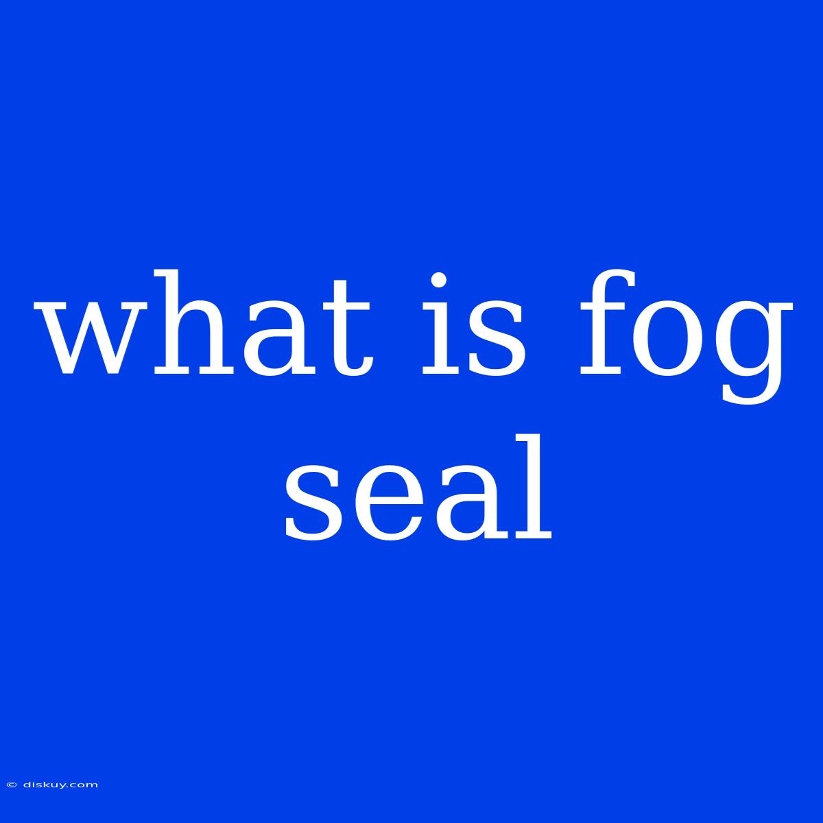 What Is Fog Seal