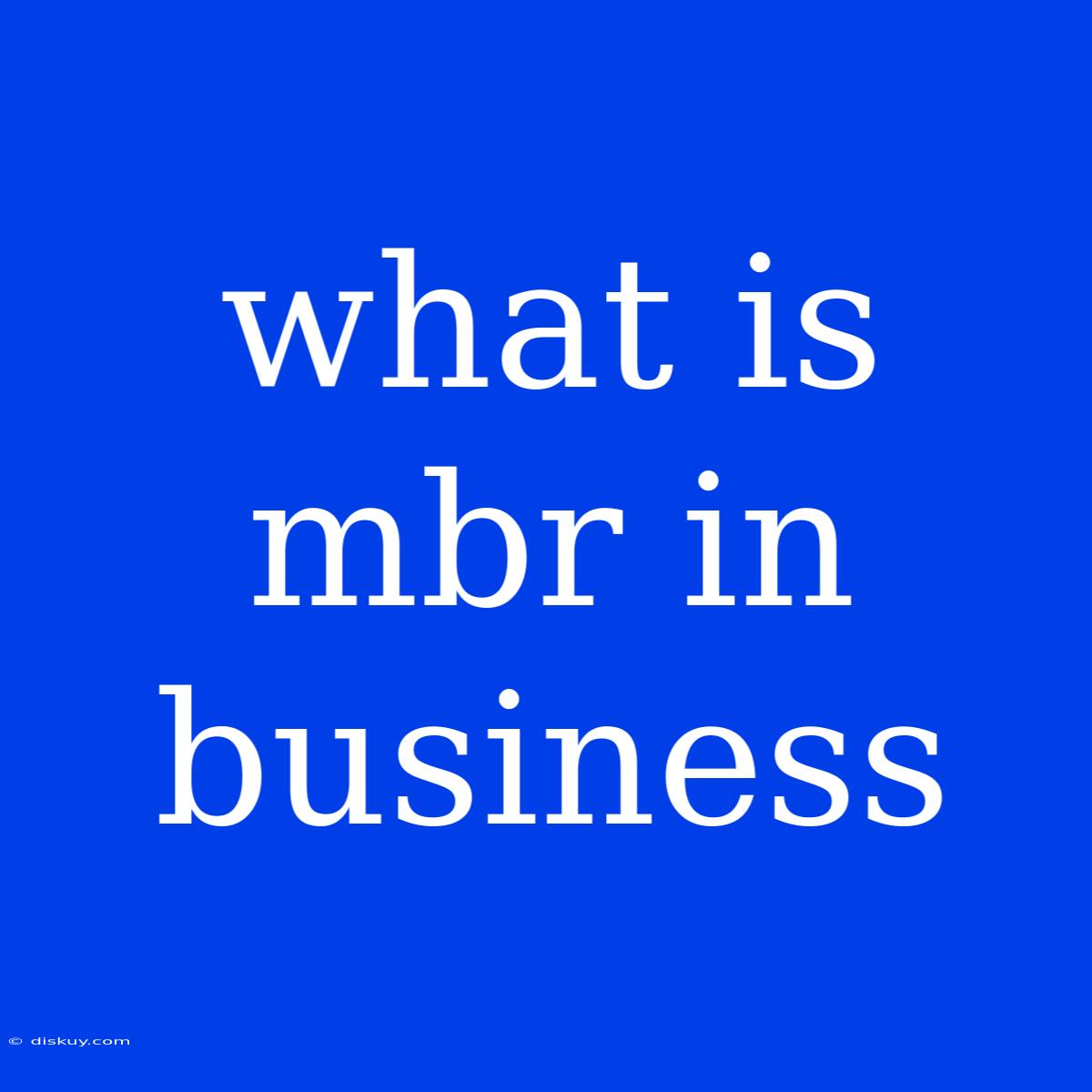 What Is Mbr In Business