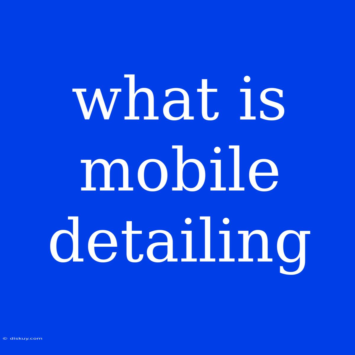 What Is Mobile Detailing