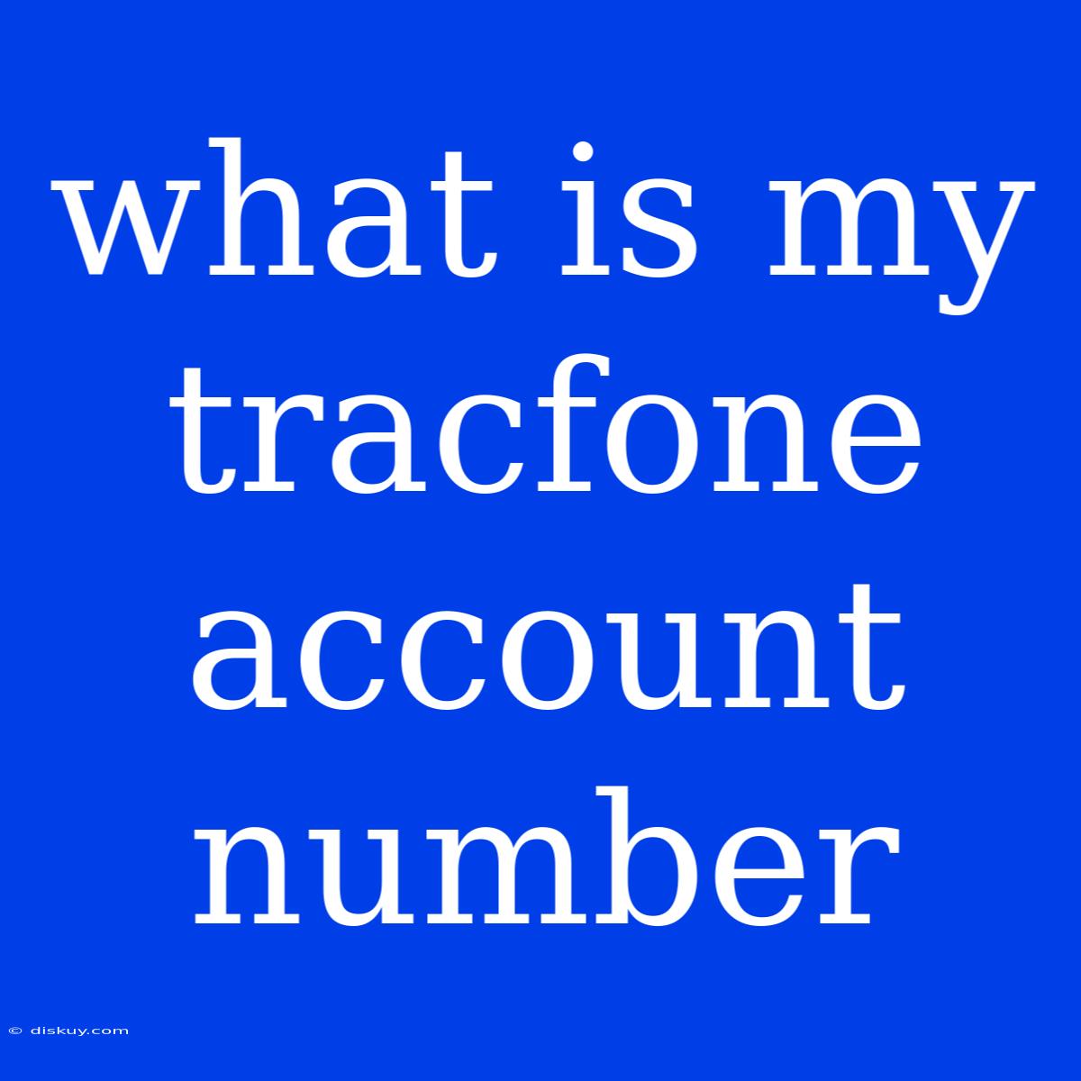 What Is My Tracfone Account Number