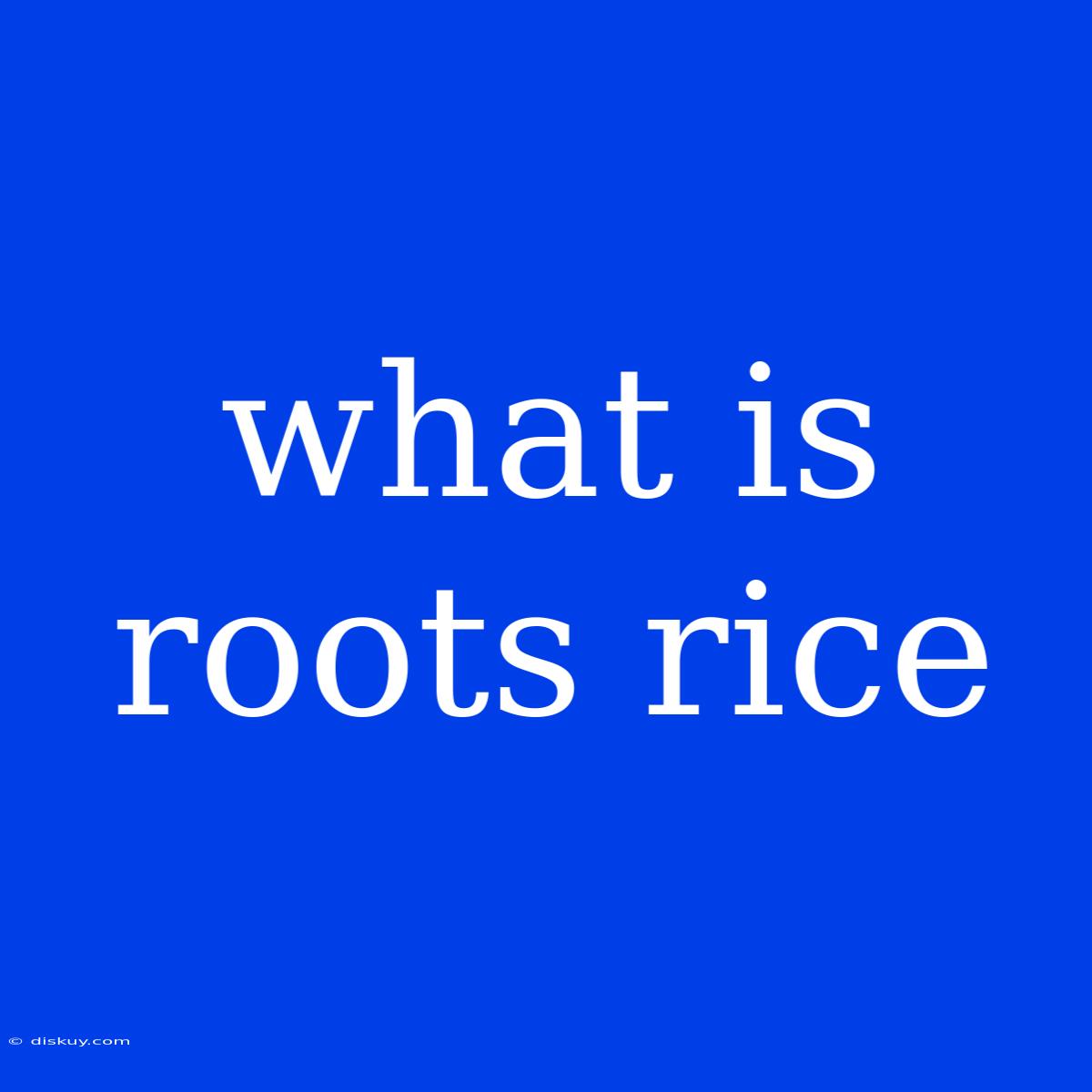 What Is Roots Rice