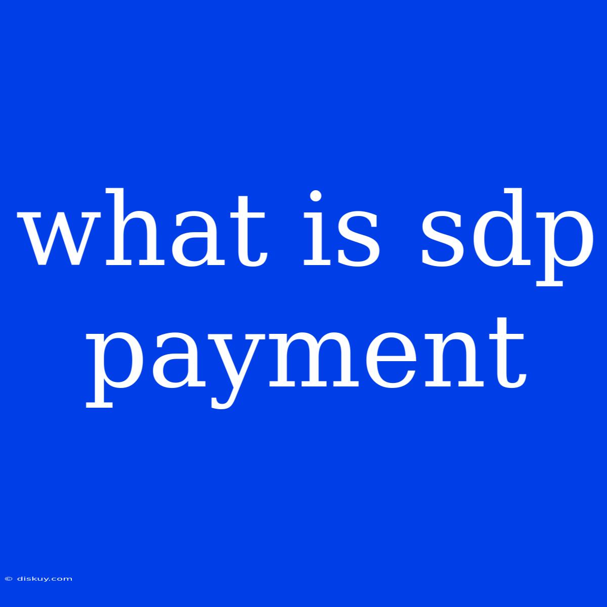 What Is Sdp Payment