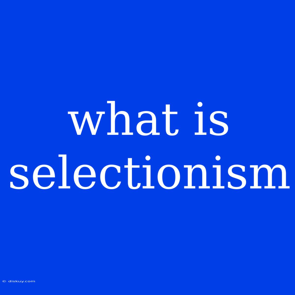 What Is Selectionism