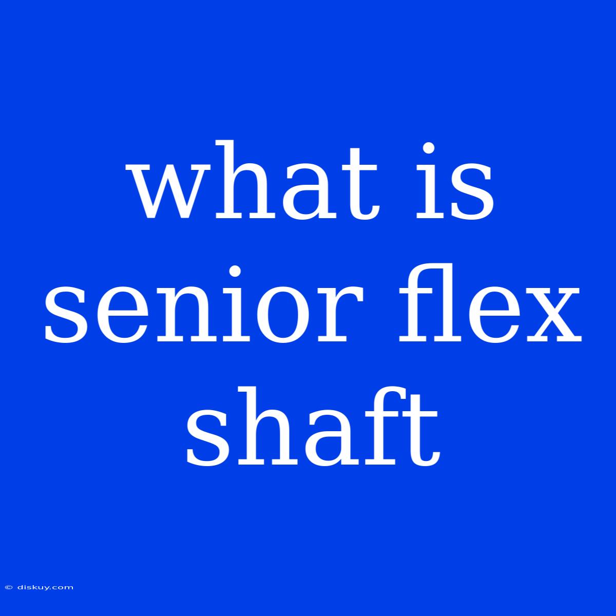 What Is Senior Flex Shaft