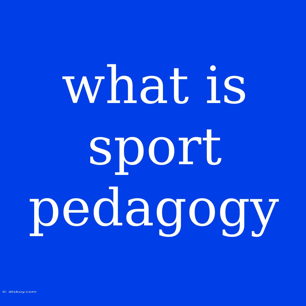 What Is Sport Pedagogy