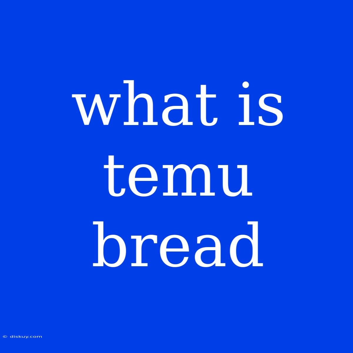 What Is Temu Bread