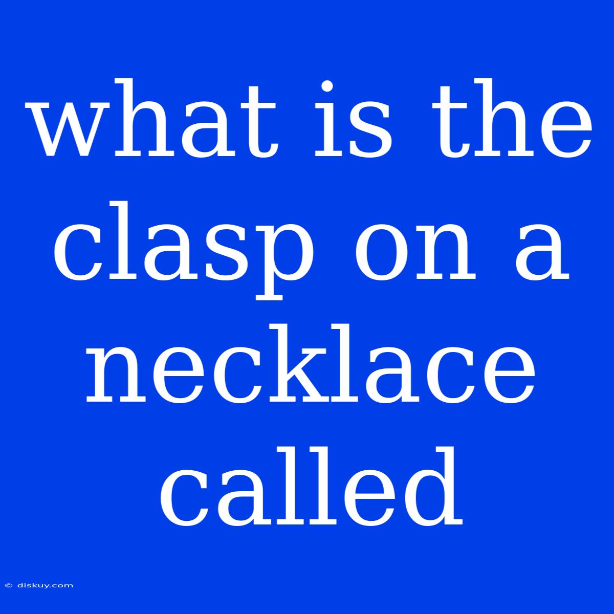 What Is The Clasp On A Necklace Called