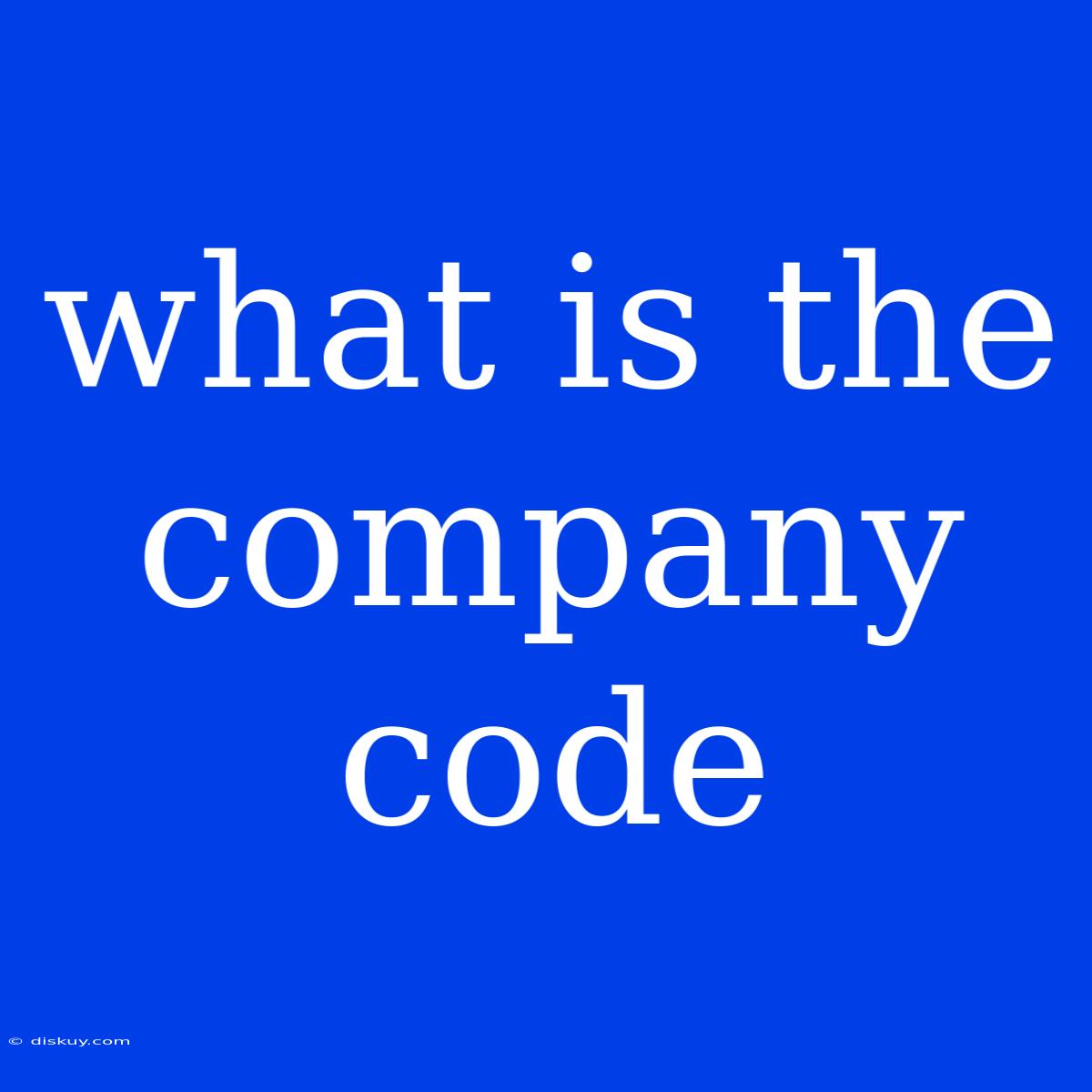 What Is The Company Code