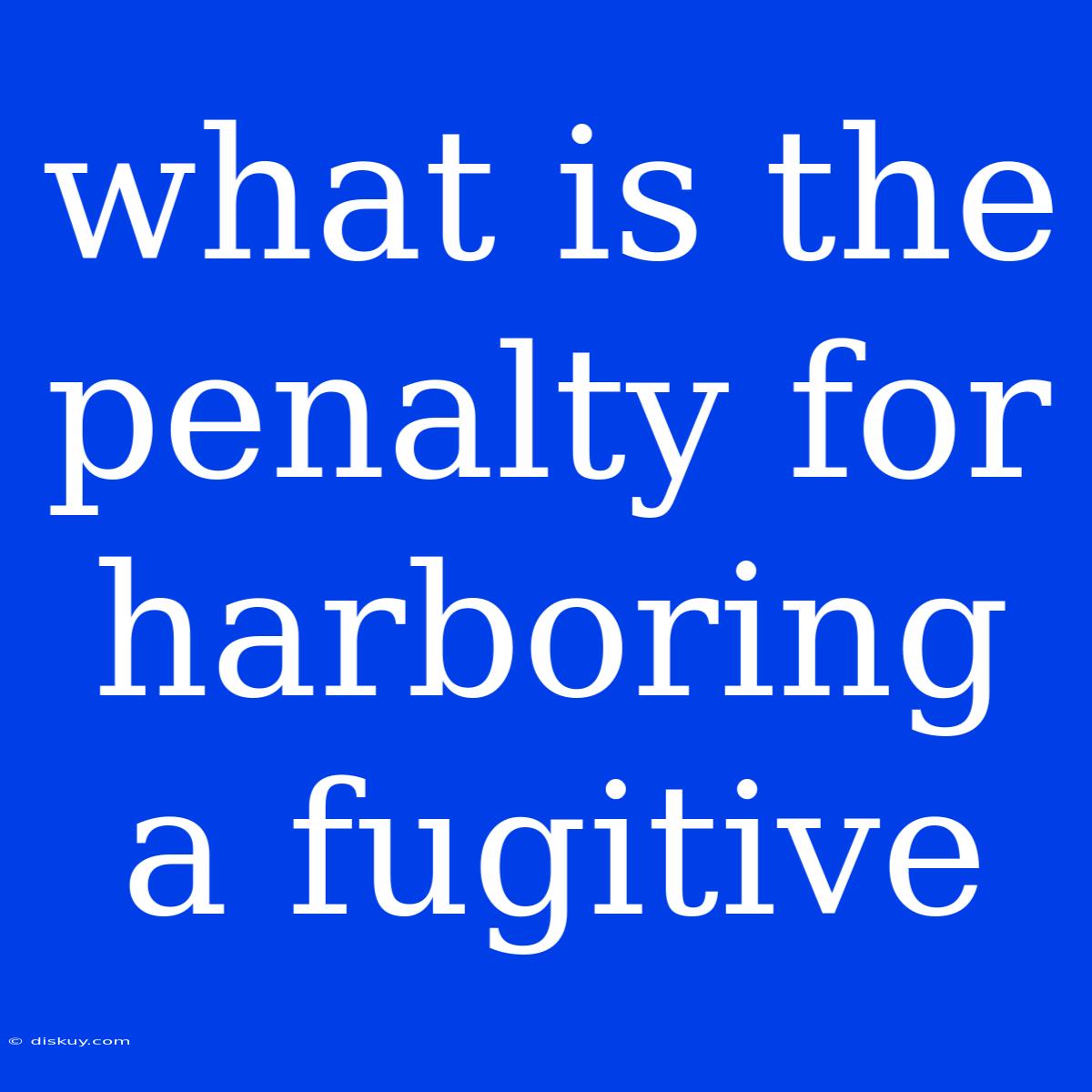 What Is The Penalty For Harboring A Fugitive