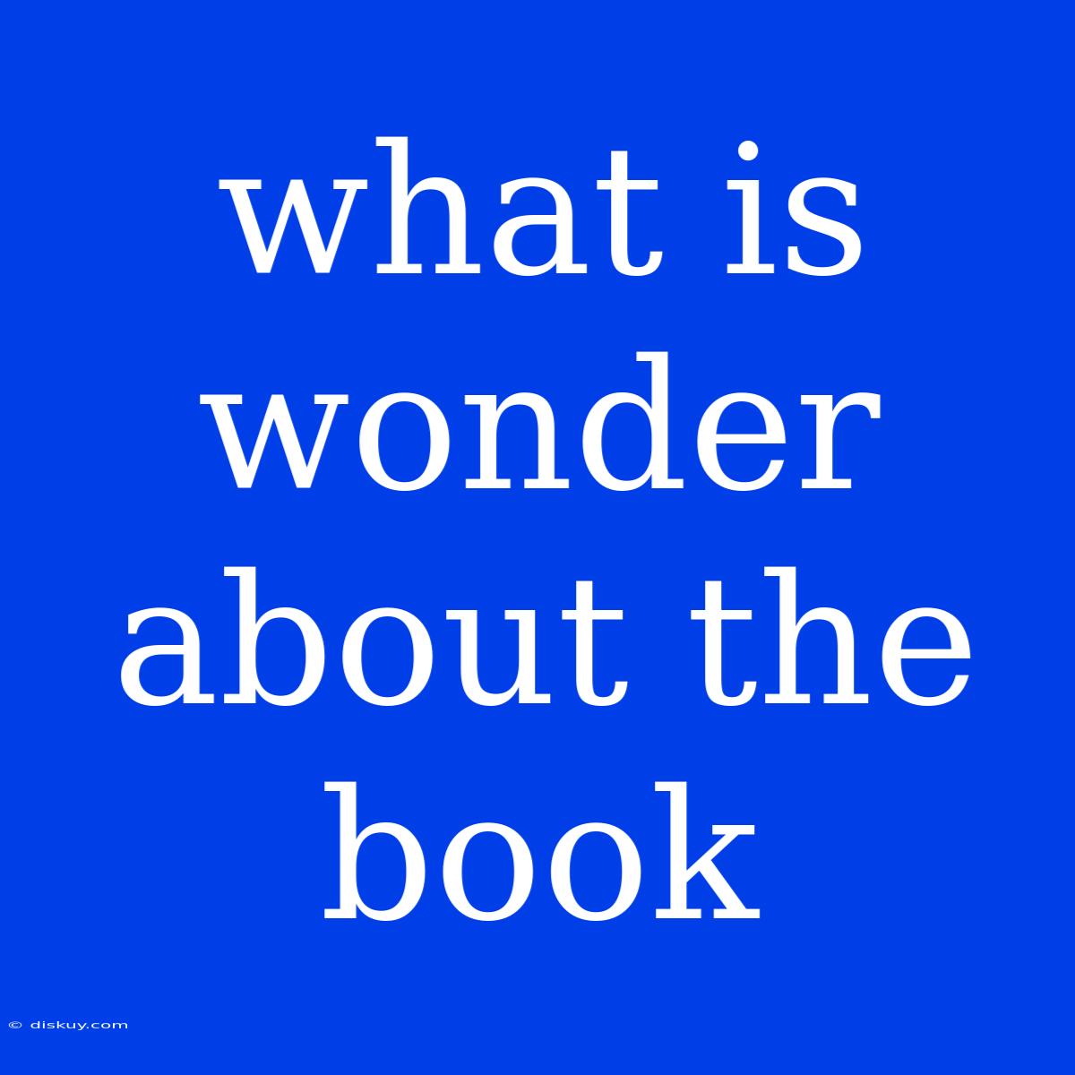 What Is Wonder About The Book