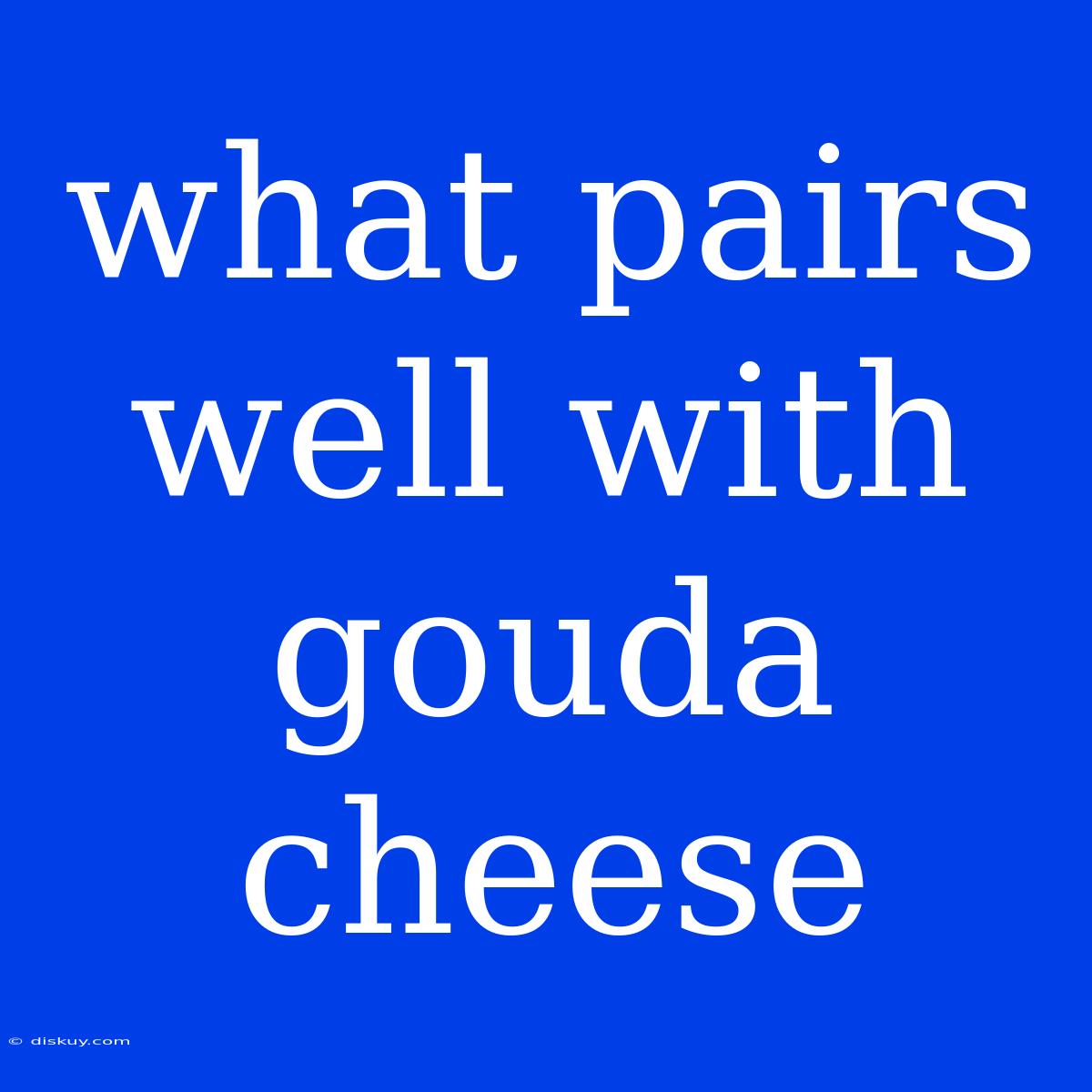 What Pairs Well With Gouda Cheese