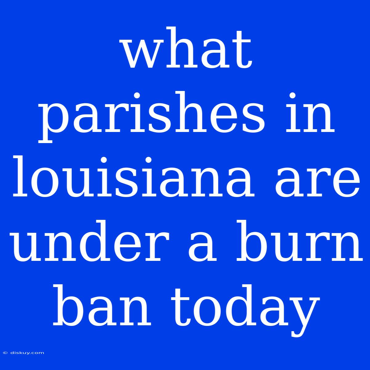 What Parishes In Louisiana Are Under A Burn Ban Today