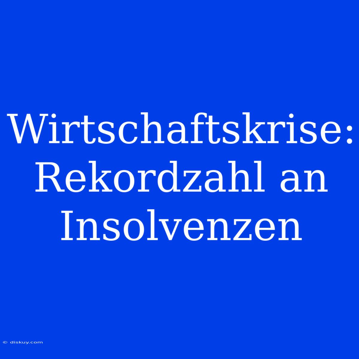 Wirtschaftskrise: Rekordzahl An Insolvenzen